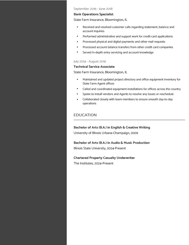 Resume Page 2